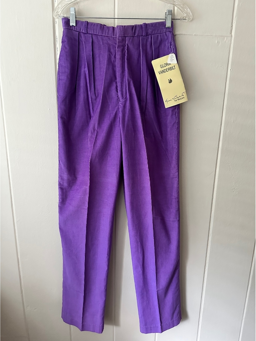 Vintage Gloria Vanderbilt for Murjani Purple Corduroy Pleated Trousers NWT Sz 10